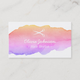 粋な水彩画のピンクのフリーの美容師 名刺