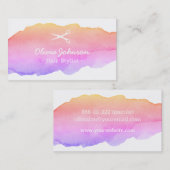 粋な水彩画のピンクのフリーの美容師 名刺 (正面/裏面)