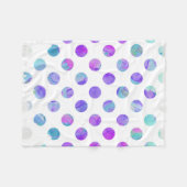 粋な水彩画のピンク、水および紫色の水玉模様 フリースブランケット (正面(横))