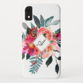 粋な水彩画の花のかわいらしくファンシーなモノグラム Case-Mate iPhoneケース (裏面)