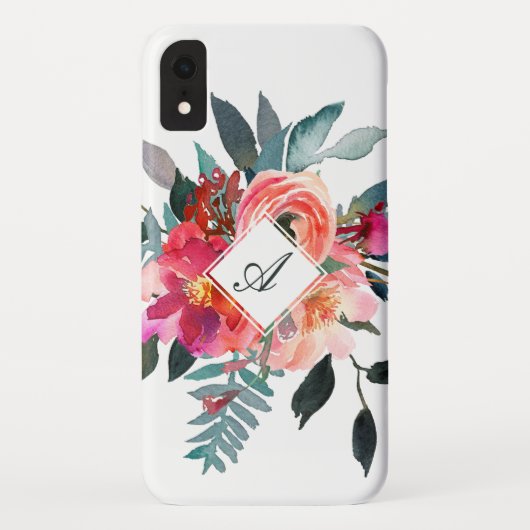 粋な水彩画の花のかわいらしくファンシーなモノグラム Case-Mate iPhoneケース (裏面)