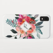 粋な水彩画の花のかわいらしくファンシーなモノグラム Case-Mate iPhoneケース (裏面(横))