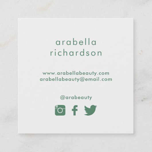 粋な水彩画の花柄|の会合媒体アイコン スクエア名刺 (裏面)