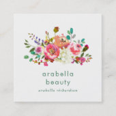 粋な水彩画の花柄|の会合媒体アイコン スクエア名刺 (正面)