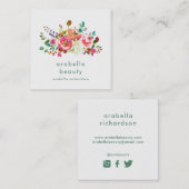 粋な水彩画の花柄|の会合媒体アイコン スクエア名刺 (正面/裏面)