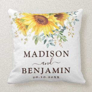 粋な水彩画のBohoのヒマワリの庭園の結婚式 クッション