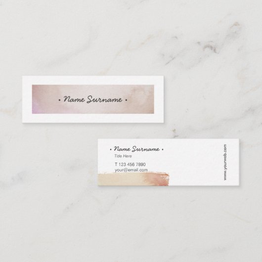 粋な水彩画はブラウンの小型名刺をかき立てます スキニー名刺 (正面/裏面)