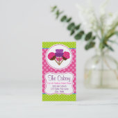 粋な水玉模様のケーキの破裂音のカップケーキのベーカリーのデザイン 名刺 (スタンド正面)