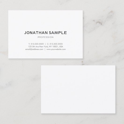 粋な洗練されたシンプルな設計のモダンの平野 名刺 (正面/裏面)