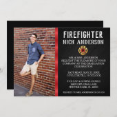 粋な消防士の学校の卒業の発表 招待状 (正面/裏面)
