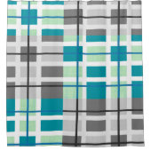 粋な灰色の真新しいティール（緑がかった色）の幾何学的なシャワー・カーテン シャワーカーテン (正面)