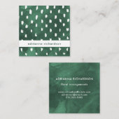 粋な点が付いているエメラルドグリーンの水彩画 スクエア名刺 (正面/裏面)