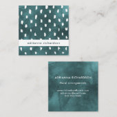 粋な点が付いている魅力的で暗いティール(緑がかった色)の水彩画 スクエア名刺 (正面/裏面)
