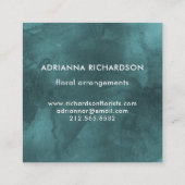 粋な点が付いている魅力的で暗いティール(緑がかった色)の水彩画 スクエア名刺 (裏面)