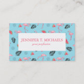 粋な熱帯フラミンゴ及びスイカパターン 名刺 (正面)