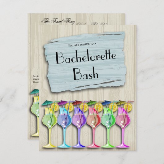 粋な熱帯傘の飲み物 招待状 (正面/裏面)