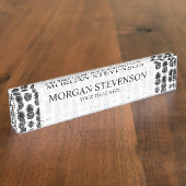 粋な熱帯白黒パイナップルパターン デスクネームプレート (側面)