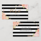粋な白黒のストライプの花屋の名刺 名刺 (正面/裏面)