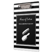 粋な白黒のストライプ毛および美容院 クリップボード (左)