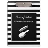 粋な白黒のストライプ毛および美容院 クリップボード (正面)