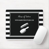 粋な白黒のストライプ毛および美容院 マウスパッド (マウス)