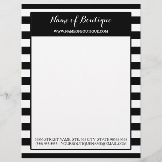 粋な白黒のストライプ毛および美容院 レターヘッド (正面)