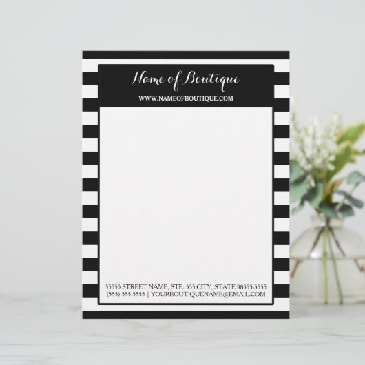 粋な白黒のストライプ毛および美容院 レターヘッド (スタンド正面)