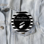 粋な白黒のストライプ毛および美容院 缶バッジ (インサイチュ)