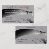 粋な白黒の水彩画のペンキの塗装業者 名刺 (正面/裏面)