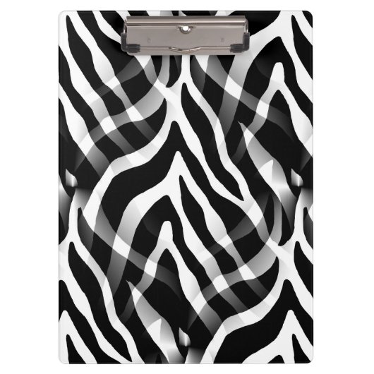 粋な白黒シマウマのストライプのプリント クリップボード (正面)