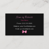 粋な白黒シマウマのプリントのピンクのリボン 名刺 (裏面)