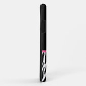 粋な白黒シマウマのプリントのピンクのリボン Case-Mate iPhoneケース (裏面/右)