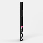 粋な白黒シマウマのプリントのピンクのリボン Case-Mate iPhoneケース (裏面/右)