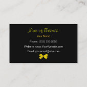 粋な白黒シマウマのプリントの黄色のリボン 名刺 (裏面)