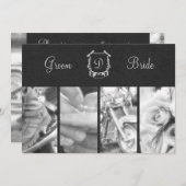 粋な白黒バイクもしくは自転車に乗る人の結婚式招待状 招待状 (正面/裏面)