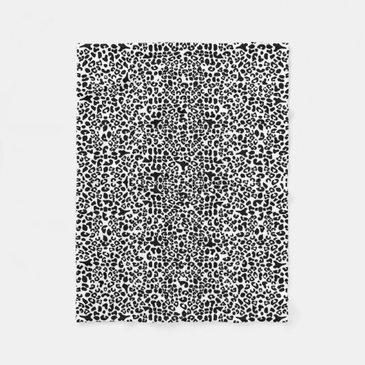 粋な白黒ヒョウのプリント動物の点 フリースブランケット (正面)