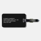 粋な白黒幾何学的名前と縞で飾ります ラゲッジタグ (裏面横)