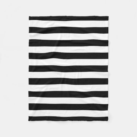 粋な白黒広い横は縞で飾ります フリースブランケット (正面)