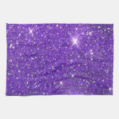 粋な紫色のきらめくなグリッターの輝き キッチンタオル (横)