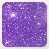 粋な紫色のきらめくなグリッターの輝き スクエアペーパーコースター (正面)