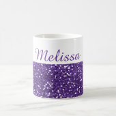 粋な紫色のグリッターの名前をカスタムする コーヒーマグカップ (中央)