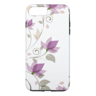 粋な紫色の抽象芸術の花柄 iPhone 8 PLUS/7 PLUSケース