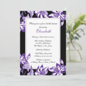 粋な紫色の花のブライダルシャワーの招待状 招待状 (スタンド正面)