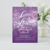 粋な紫色の《写真》ぼけ味ライトSweet sixteenのパーティー 招待状 (スタンド正面)