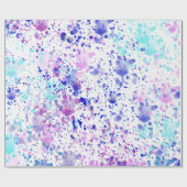 粋な紫色及びティール（緑がかった色）の水彩画の（ばちゃばちゃ）跳ねる ラッピングペーパー (フラット)