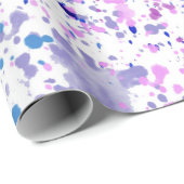 粋な紫色及びティール（緑がかった色）の水彩画の（ばちゃばちゃ）跳ねる ラッピングペーパー (ロールコーナー)