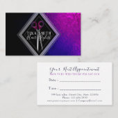 粋な紫色、ピンクおよび黒いアポイントメントカード 予約カード (正面/裏面)