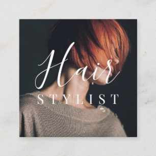 粋な美容院の白い原稿の美容院の写真 スクエア名刺