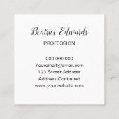 粋な花の青いモノグラムのばら色の名刺 スクエア名刺 (裏面)