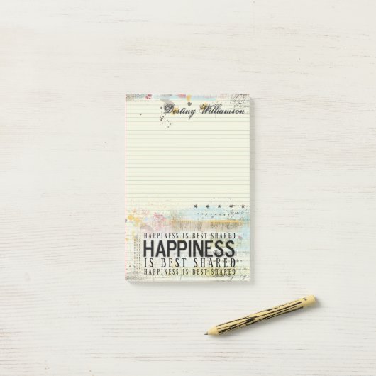 粋な落書きのノート紙の高等学校の幸福 ポストイット (デスク上)